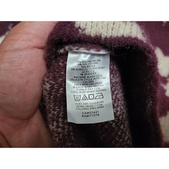 Ann Taylor Sweater Womens Sz XS Purple Ivory Houndstooth Mock Neck Pullover Knit - Picture 4 of 9